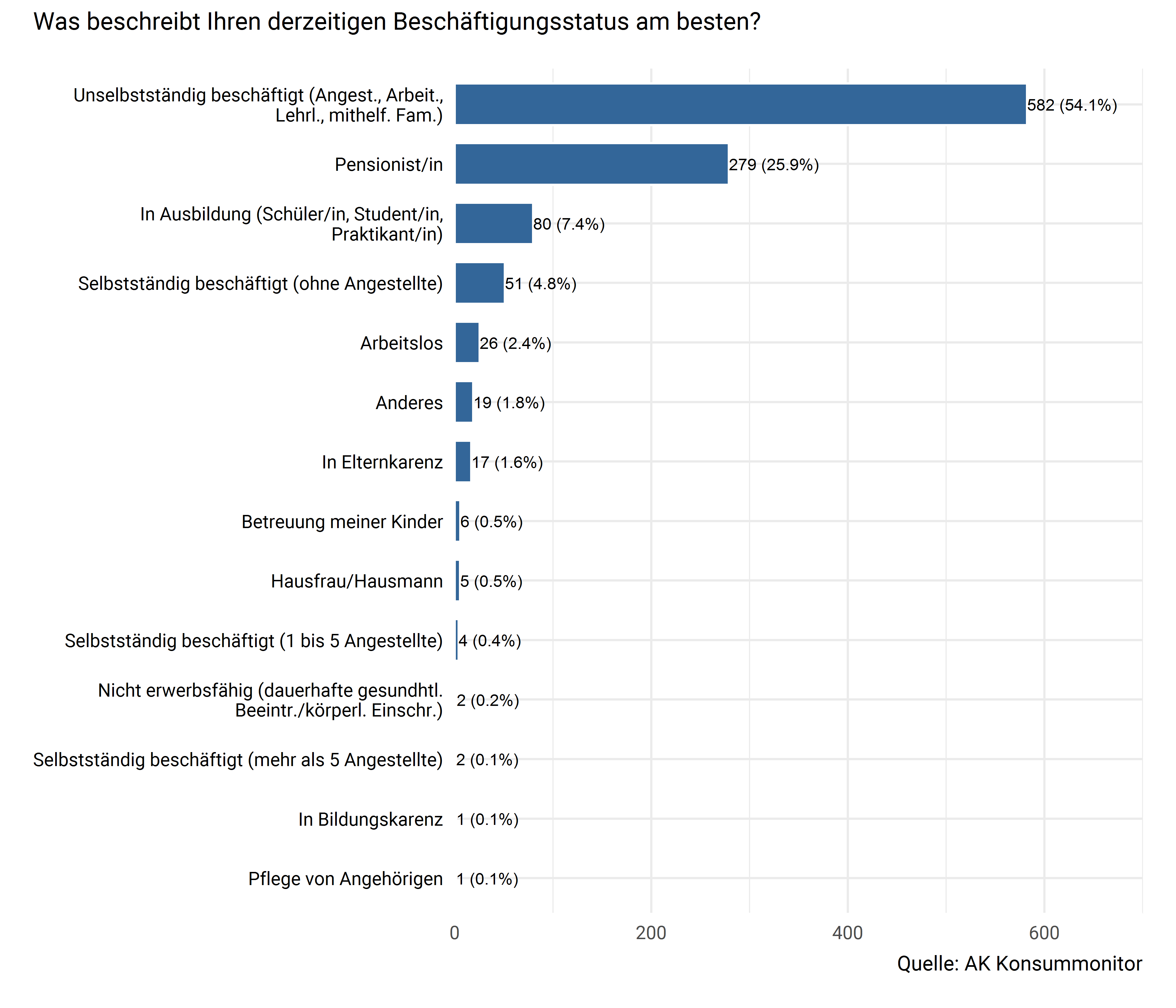 Hauptbeschäftigung der befragten Person
